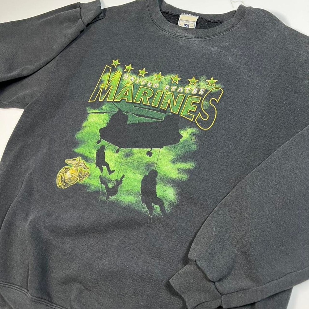 Vintage 90s US marines army graphic faded crewneck sweatshirt